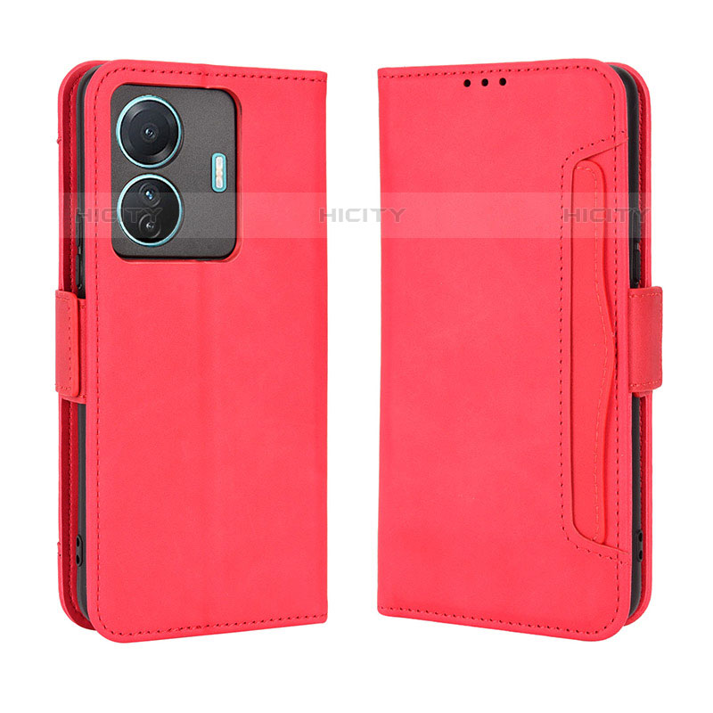 Funda de Cuero Cartera con Soporte Carcasa BY3 para Vivo iQOO Z6 Pro 5G Rojo