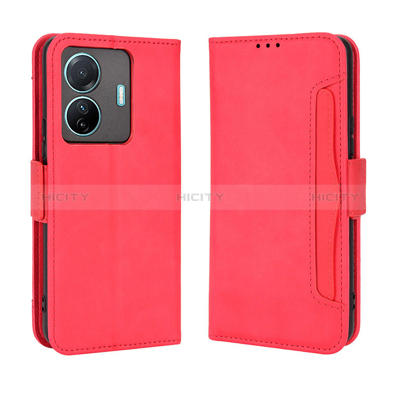 Funda de Cuero Cartera con Soporte Carcasa BY3 para Vivo T1 5G Rojo