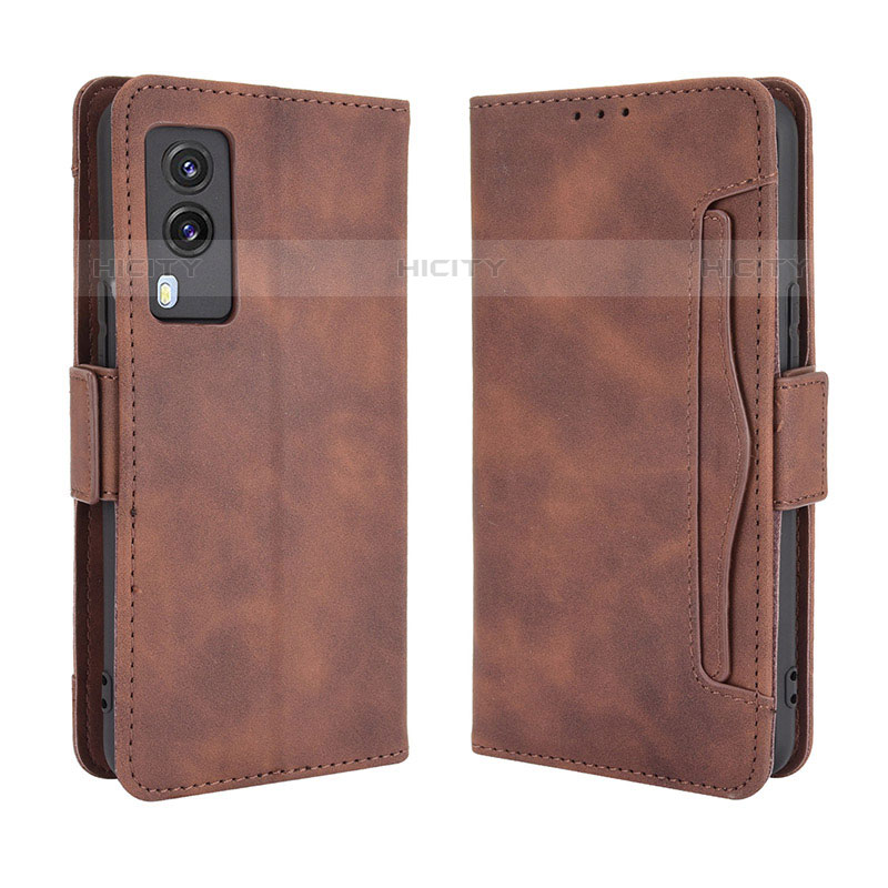 Funda de Cuero Cartera con Soporte Carcasa BY3 para Vivo V21e 5G Marron