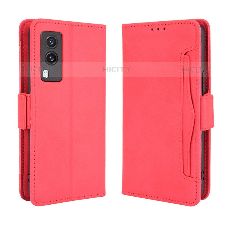 Funda de Cuero Cartera con Soporte Carcasa BY3 para Vivo V21e 5G Rojo