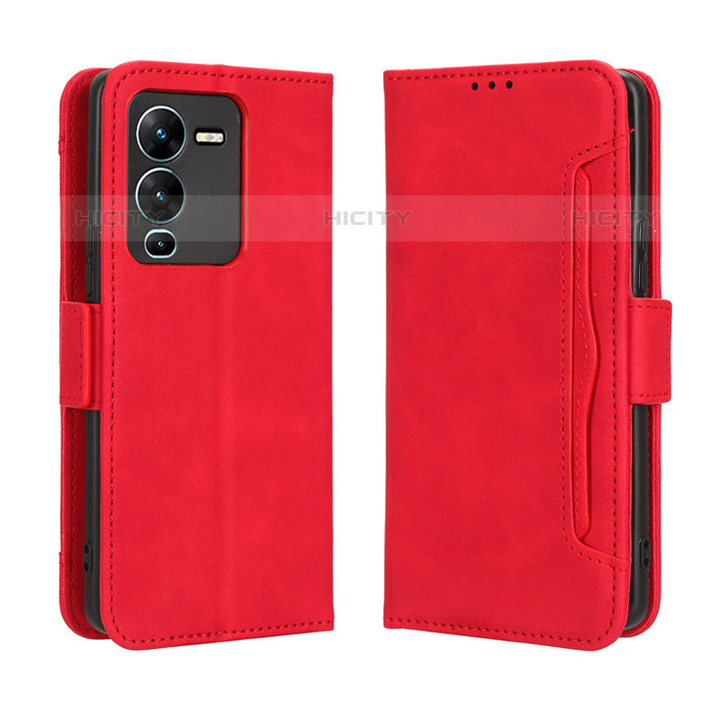 Funda de Cuero Cartera con Soporte Carcasa BY3 para Vivo V25 Pro 5G Rojo