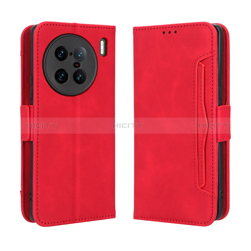 Funda de Cuero Cartera con Soporte Carcasa BY3 para Vivo X90 Pro+ Plus 5G Rojo