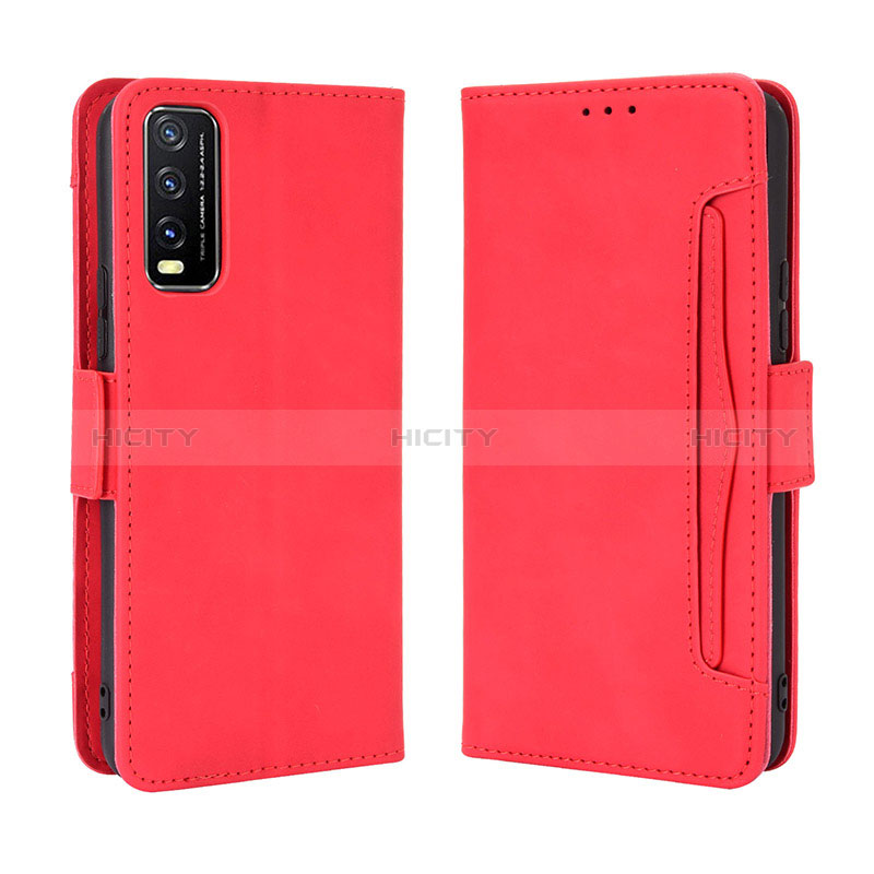 Funda de Cuero Cartera con Soporte Carcasa BY3 para Vivo Y11s Rojo