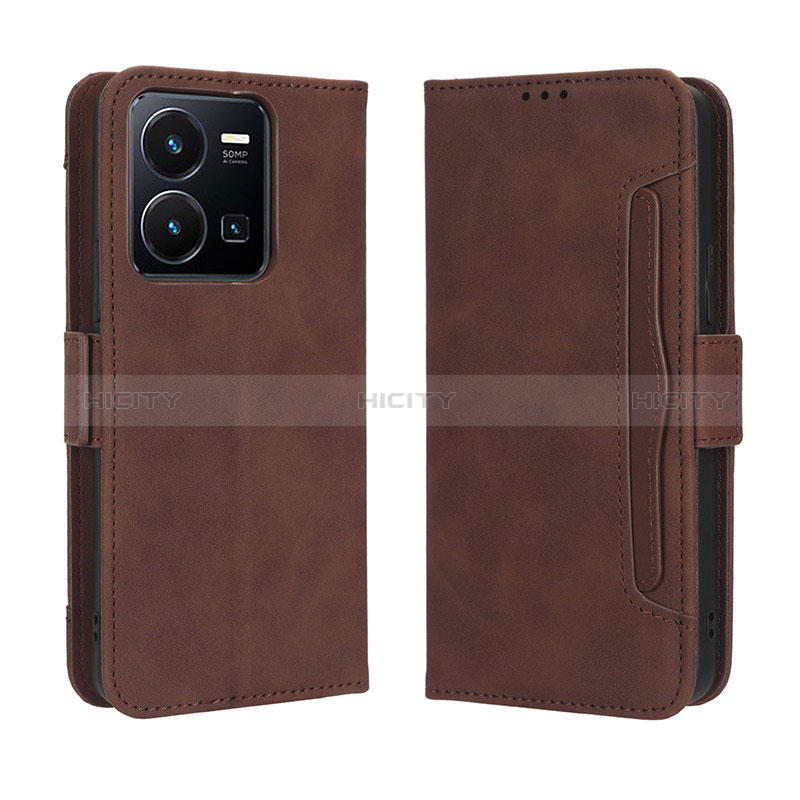 Funda de Cuero Cartera con Soporte Carcasa BY3 para Vivo Y35 4G Marron