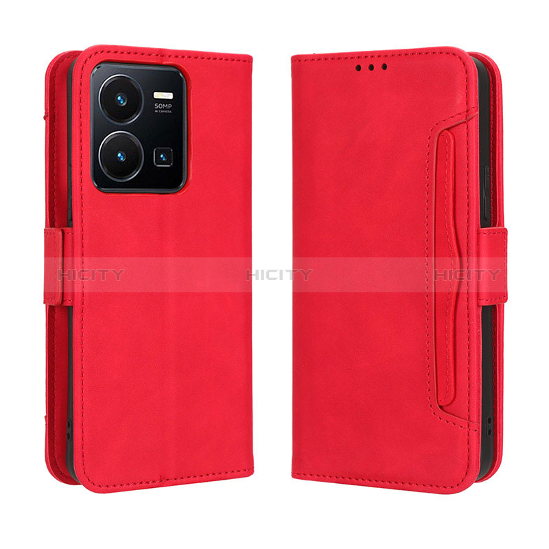 Funda de Cuero Cartera con Soporte Carcasa BY3 para Vivo Y35 4G Rojo