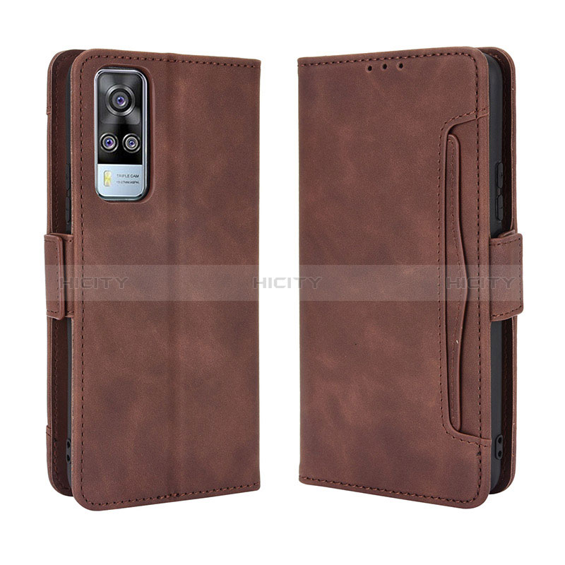 Funda de Cuero Cartera con Soporte Carcasa BY3 para Vivo Y51 (2021) Marron