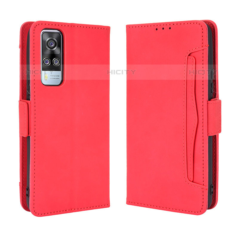 Funda de Cuero Cartera con Soporte Carcasa BY3 para Vivo Y51A Rojo