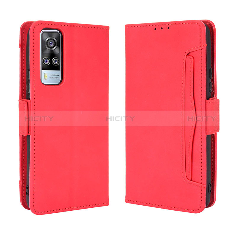 Funda de Cuero Cartera con Soporte Carcasa BY3 para Vivo Y53s 4G Rojo