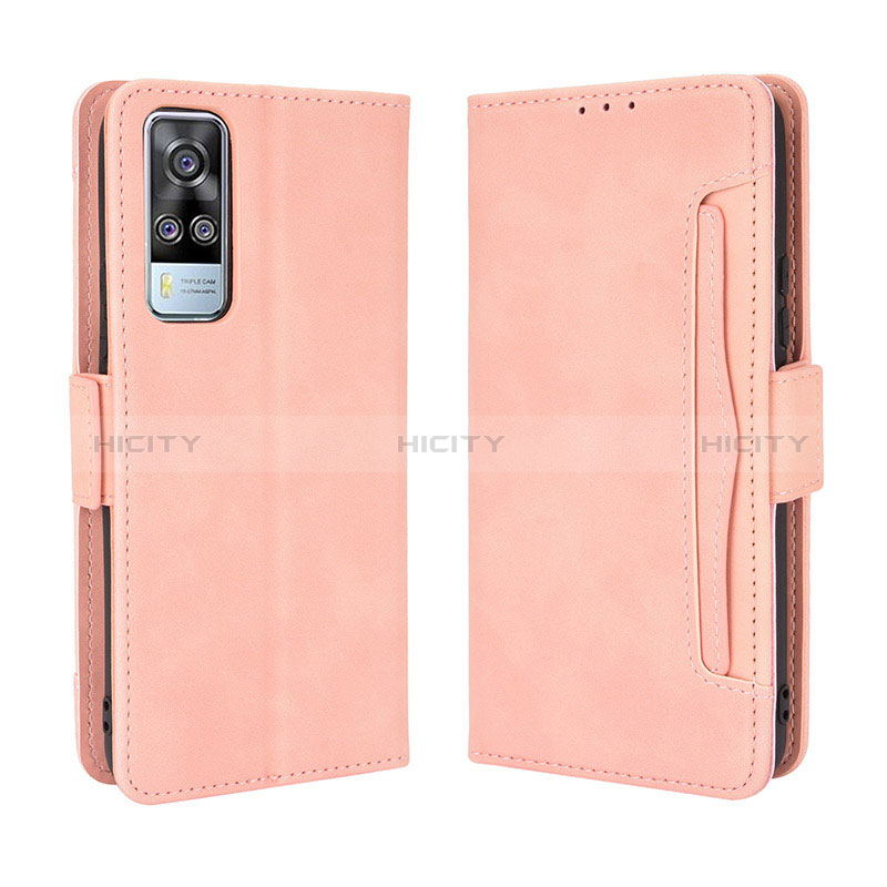 Funda de Cuero Cartera con Soporte Carcasa BY3 para Vivo Y53s NFC Rosa