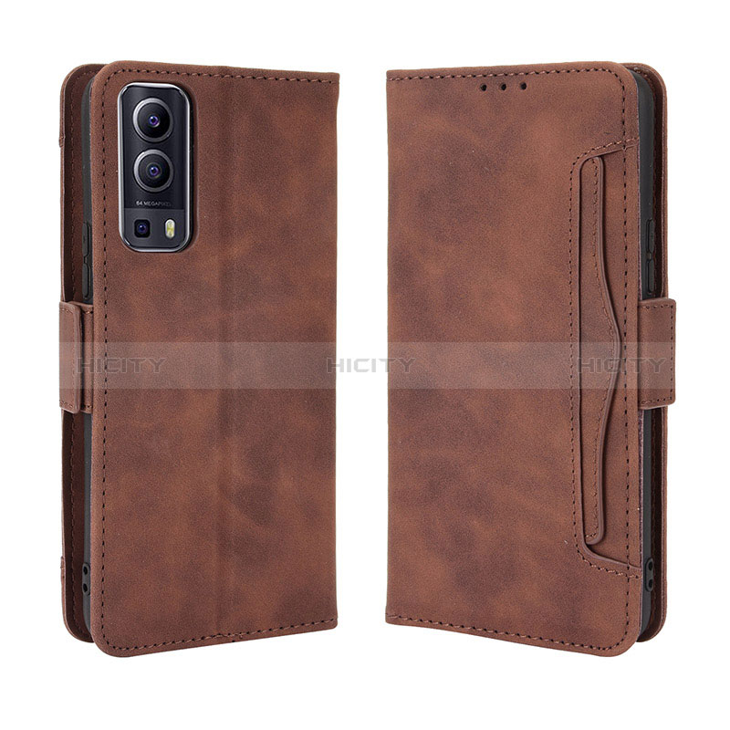 Funda de Cuero Cartera con Soporte Carcasa BY3 para Vivo Y75s 5G Marron