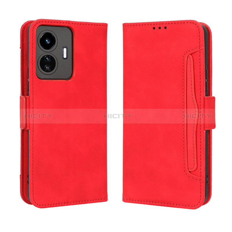 Funda de Cuero Cartera con Soporte Carcasa BY3 para Vivo Y77 5G Rojo