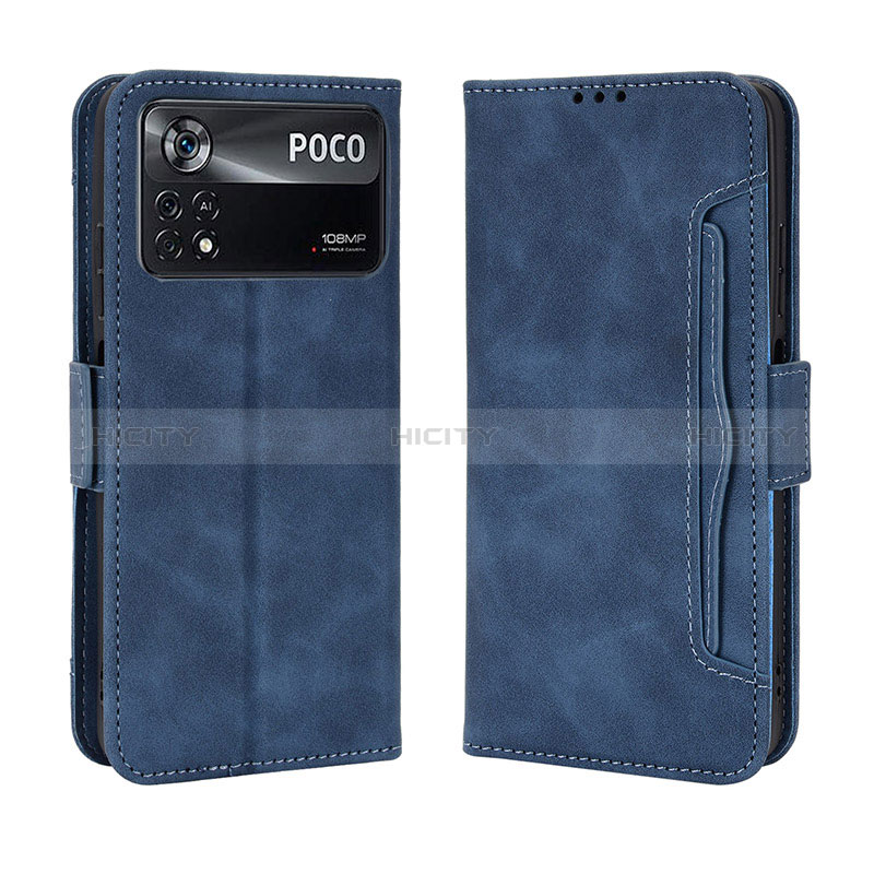 Funda de Cuero Cartera con Soporte Carcasa BY3 para Xiaomi Poco M4 Pro 4G Azul