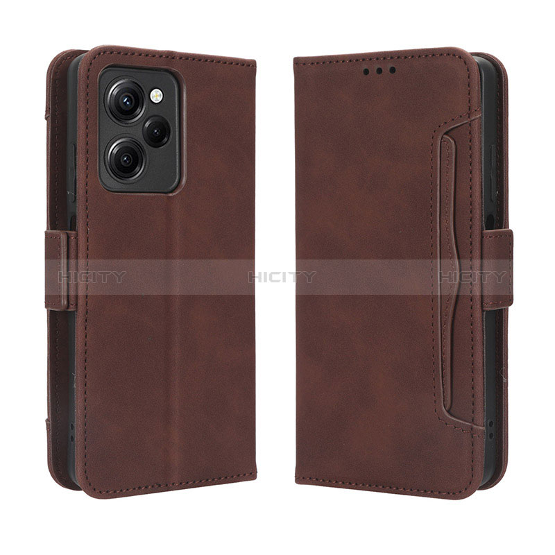 Funda de Cuero Cartera con Soporte Carcasa BY3 para Xiaomi Poco X5 Pro 5G Marron