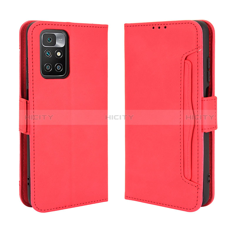 Funda de Cuero Cartera con Soporte Carcasa BY3 para Xiaomi Redmi 10 (2022) Rojo