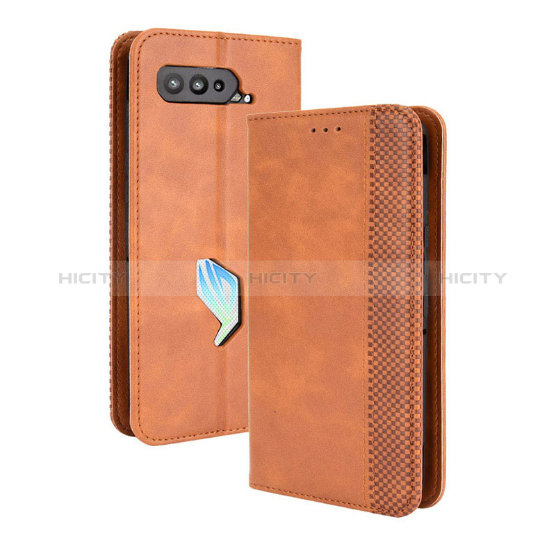 Funda de Cuero Cartera con Soporte Carcasa BY4 para Asus ROG Phone 5 ZS673KS Marron