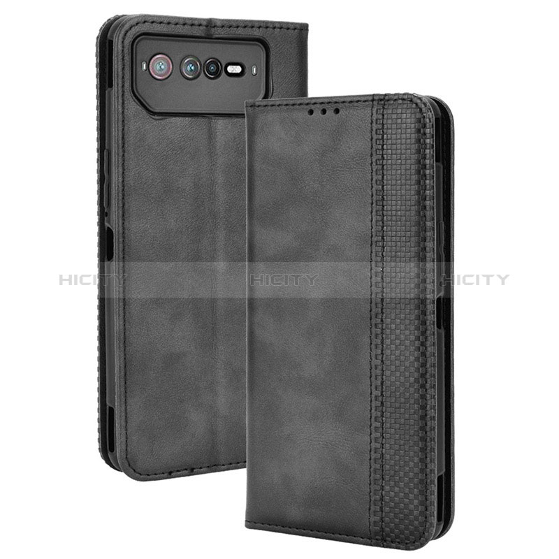 Funda de Cuero Cartera con Soporte Carcasa BY4 para Asus ROG Phone 6 Negro