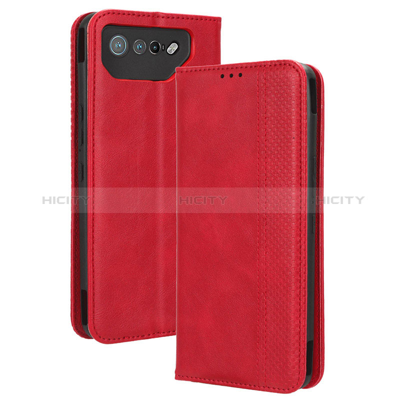 Funda de Cuero Cartera con Soporte Carcasa BY4 para Asus ROG Phone 7 Rojo