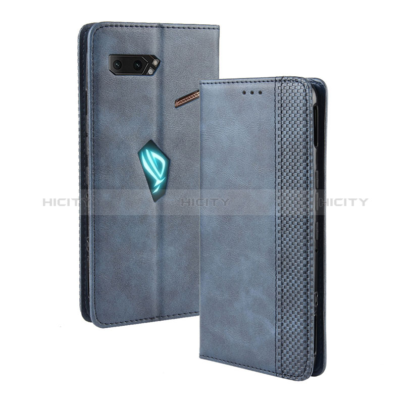 Funda de Cuero Cartera con Soporte Carcasa BY4 para Asus ROG Phone II ZS660KL Azul