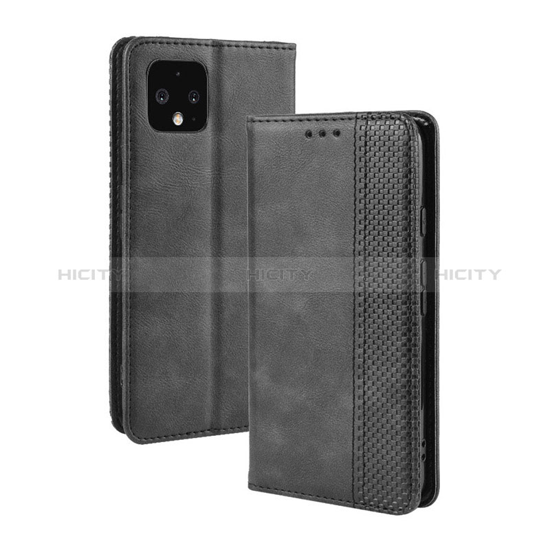 Funda de Cuero Cartera con Soporte Carcasa BY4 para Google Pixel 4 Negro