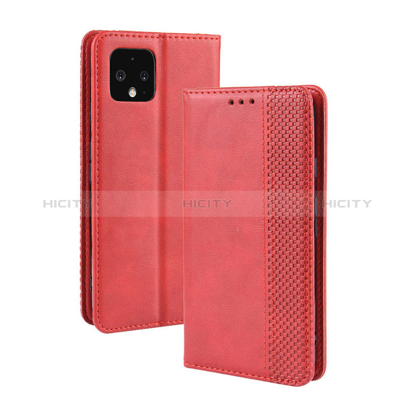 Funda de Cuero Cartera con Soporte Carcasa BY4 para Google Pixel 4 Rojo