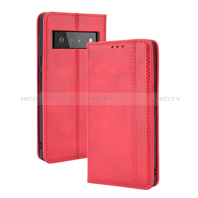 Funda de Cuero Cartera con Soporte Carcasa BY4 para Google Pixel 6 Pro 5G Rojo