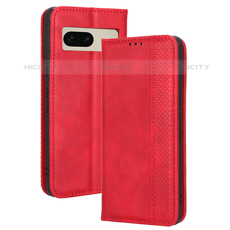 Funda de Cuero Cartera con Soporte Carcasa BY4 para Google Pixel 7 5G Rojo