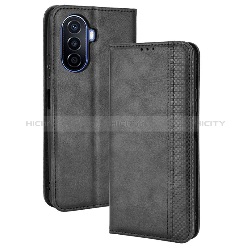 Funda de Cuero Cartera con Soporte Carcasa BY4 para Huawei Enjoy 50 Negro