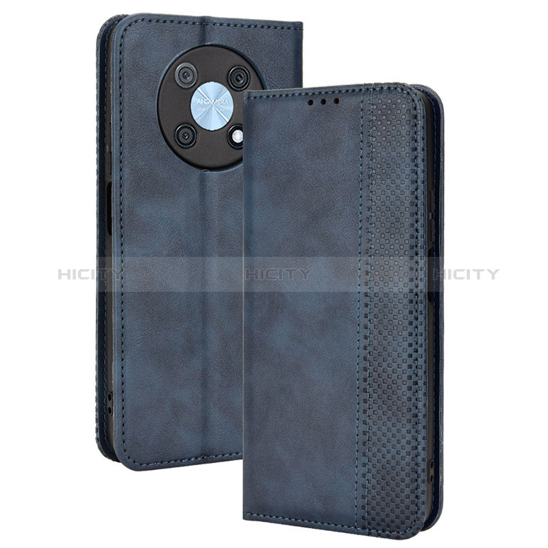 Funda de Cuero Cartera con Soporte Carcasa BY4 para Huawei Enjoy 50 Pro Azul