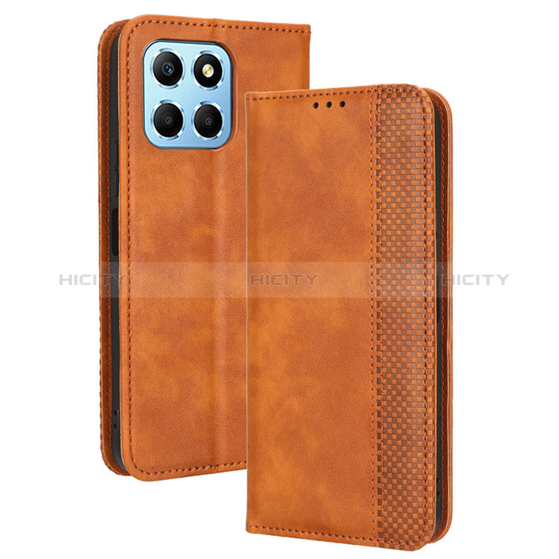 Funda de Cuero Cartera con Soporte Carcasa BY4 para Huawei Honor X6 Marron