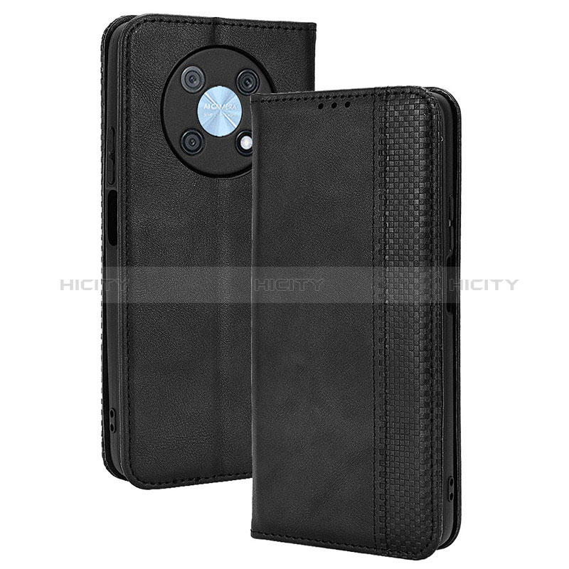 Funda de Cuero Cartera con Soporte Carcasa BY4 para Huawei Nova Y90 Negro