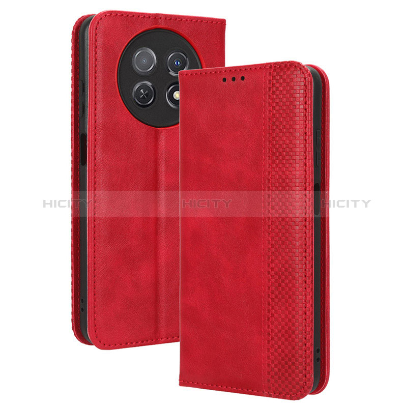 Funda de Cuero Cartera con Soporte Carcasa BY4 para Huawei Nova Y91 Rojo