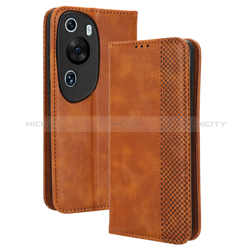 Funda de Cuero Cartera con Soporte Carcasa BY4 para Huawei P60 Art Marron