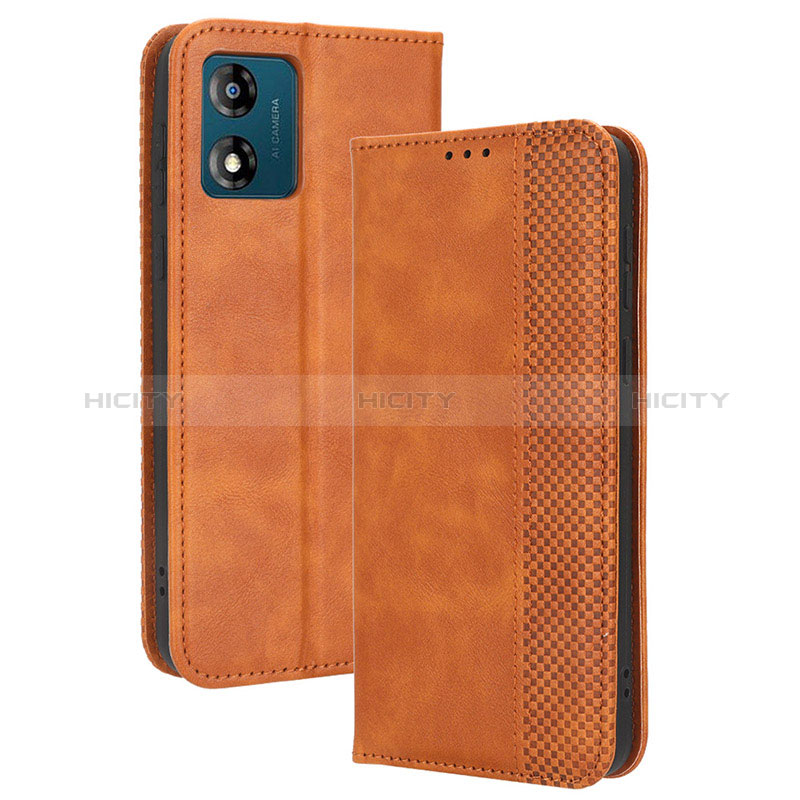 Funda de Cuero Cartera con Soporte Carcasa BY4 para Motorola Moto E13 Marron