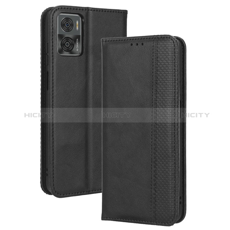 Funda de Cuero Cartera con Soporte Carcasa BY4 para Motorola Moto E22i Negro