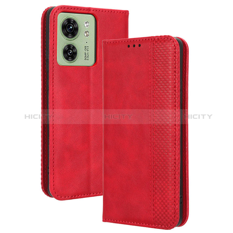 Funda de Cuero Cartera con Soporte Carcasa BY4 para Motorola Moto Edge (2023) 5G Rojo