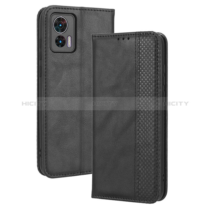 Funda de Cuero Cartera con Soporte Carcasa BY4 para Motorola Moto Edge 30 Lite 5G Negro