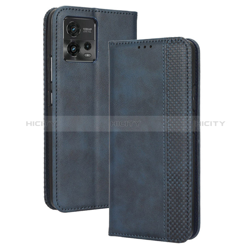 Funda de Cuero Cartera con Soporte Carcasa BY4 para Motorola Moto G72 Azul