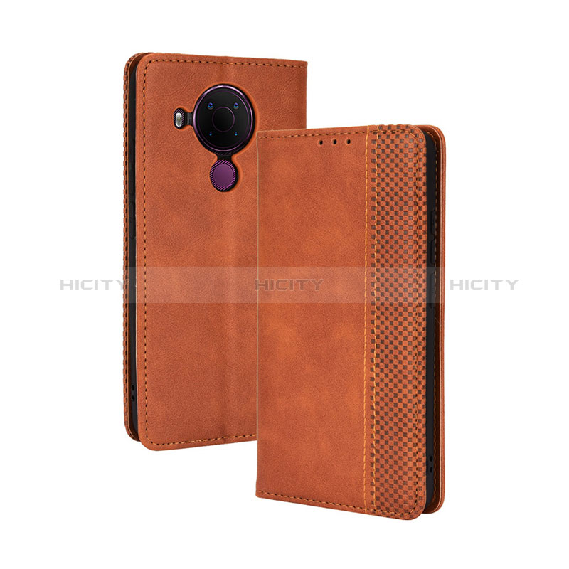 Funda de Cuero Cartera con Soporte Carcasa BY4 para Nokia 5.4 Marron