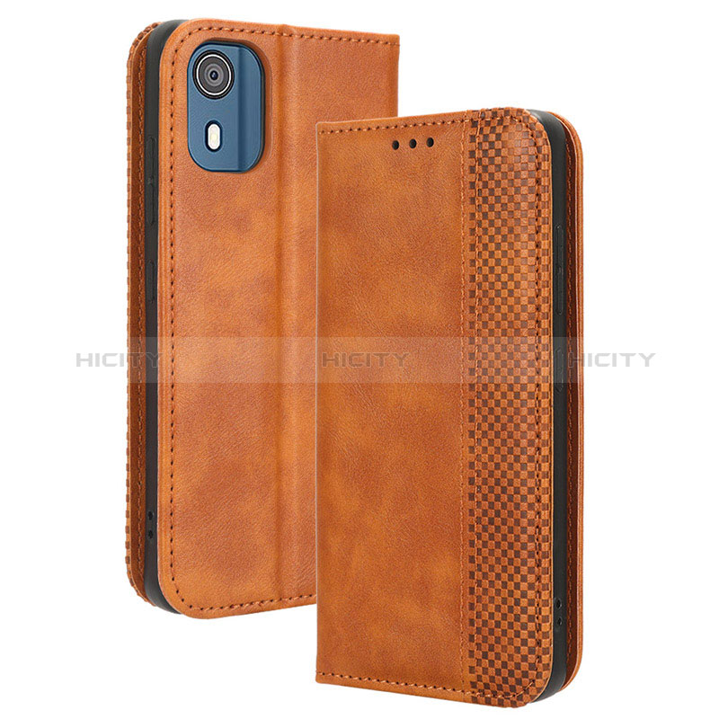 Funda de Cuero Cartera con Soporte Carcasa BY4 para Nokia C02 Marron