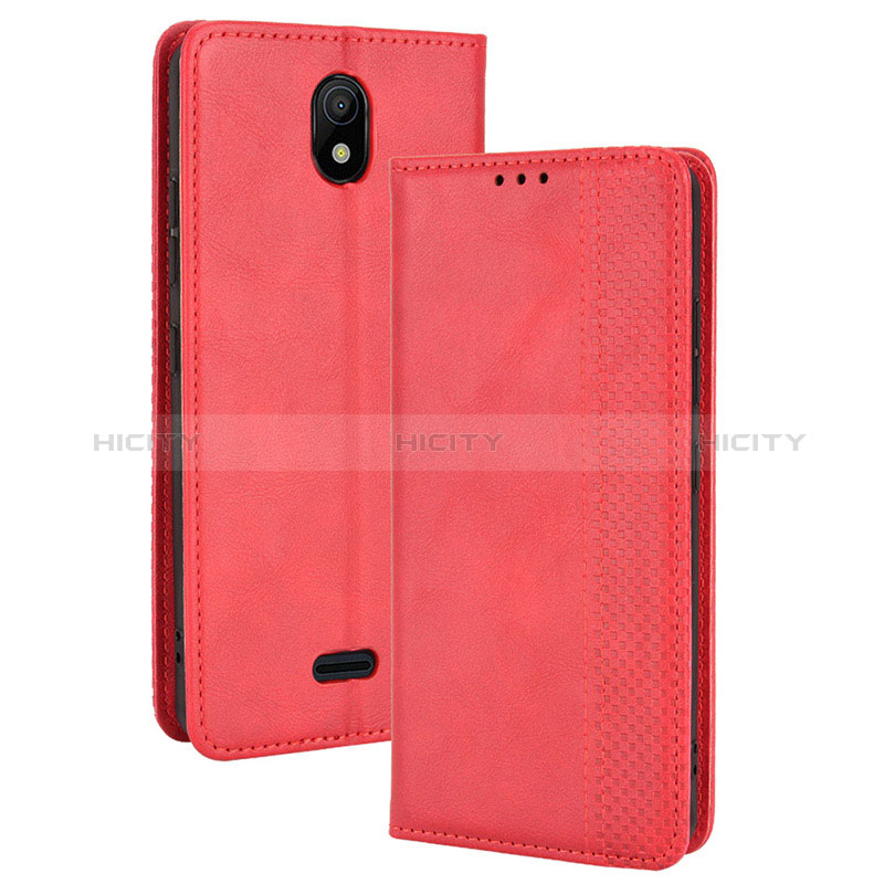 Funda de Cuero Cartera con Soporte Carcasa BY4 para Nokia C100 Rojo