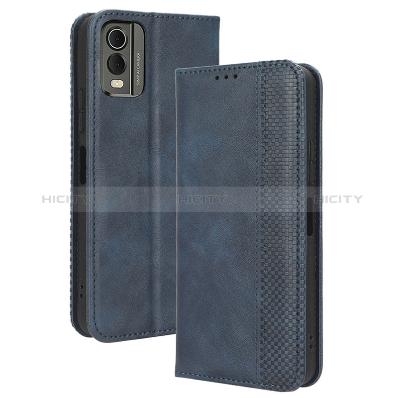 Funda de Cuero Cartera con Soporte Carcasa BY4 para Nokia C210 Azul