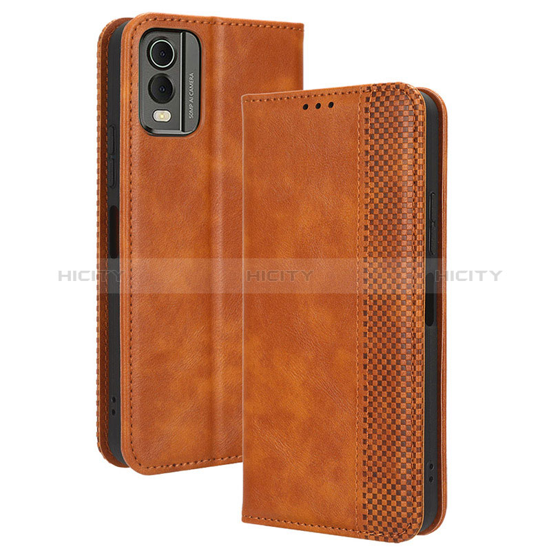 Funda de Cuero Cartera con Soporte Carcasa BY4 para Nokia C210 Marron