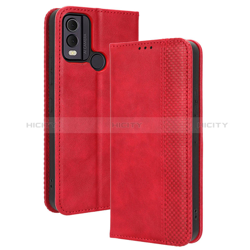 Funda de Cuero Cartera con Soporte Carcasa BY4 para Nokia C22 Rojo