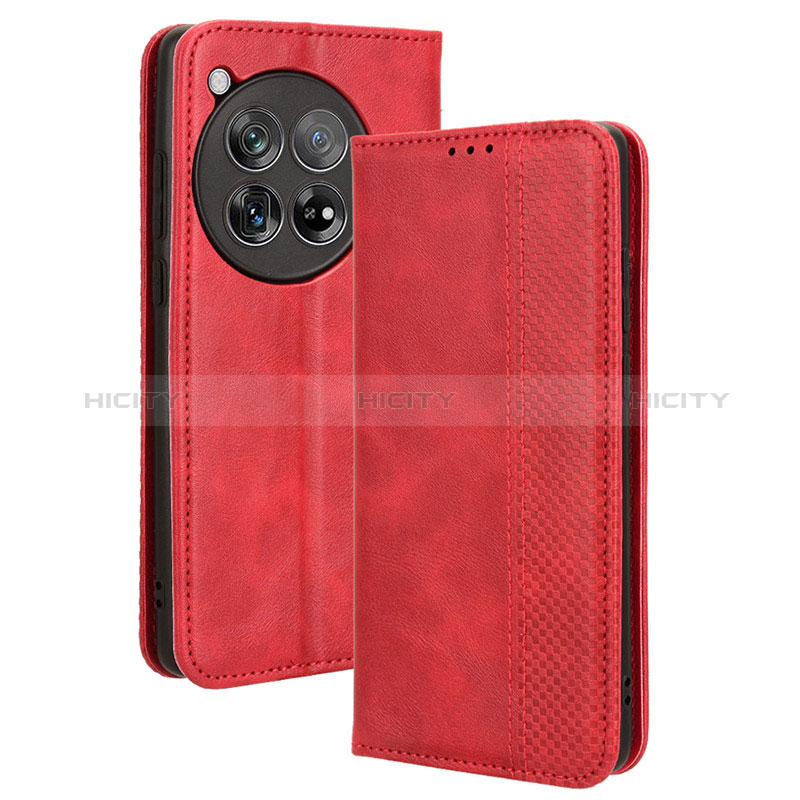 Funda de Cuero Cartera con Soporte Carcasa BY4 para OnePlus 12R 5G Rojo