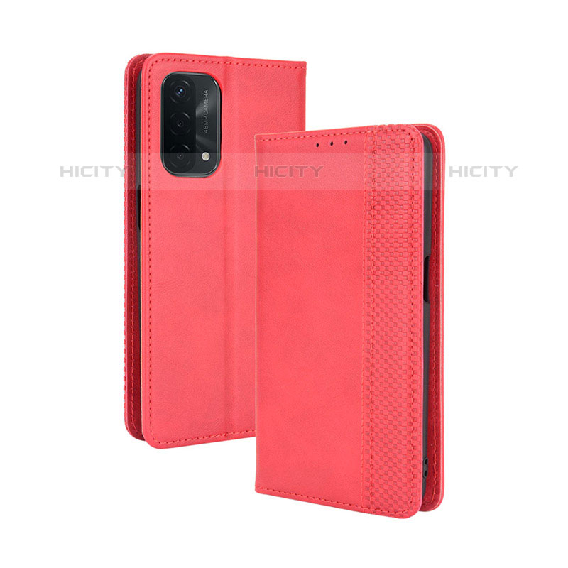 Funda de Cuero Cartera con Soporte Carcasa BY4 para OnePlus Nord N200 5G Rojo