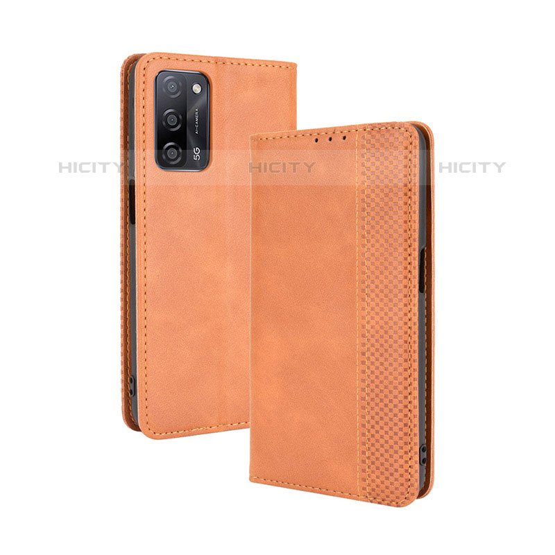 Funda de Cuero Cartera con Soporte Carcasa BY4 para Oppo A53s 5G Marron