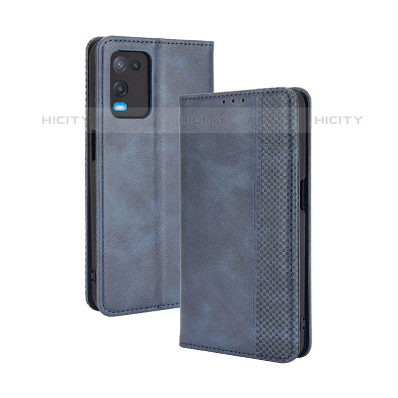 Funda de Cuero Cartera con Soporte Carcasa BY4 para Oppo A54 4G Azul