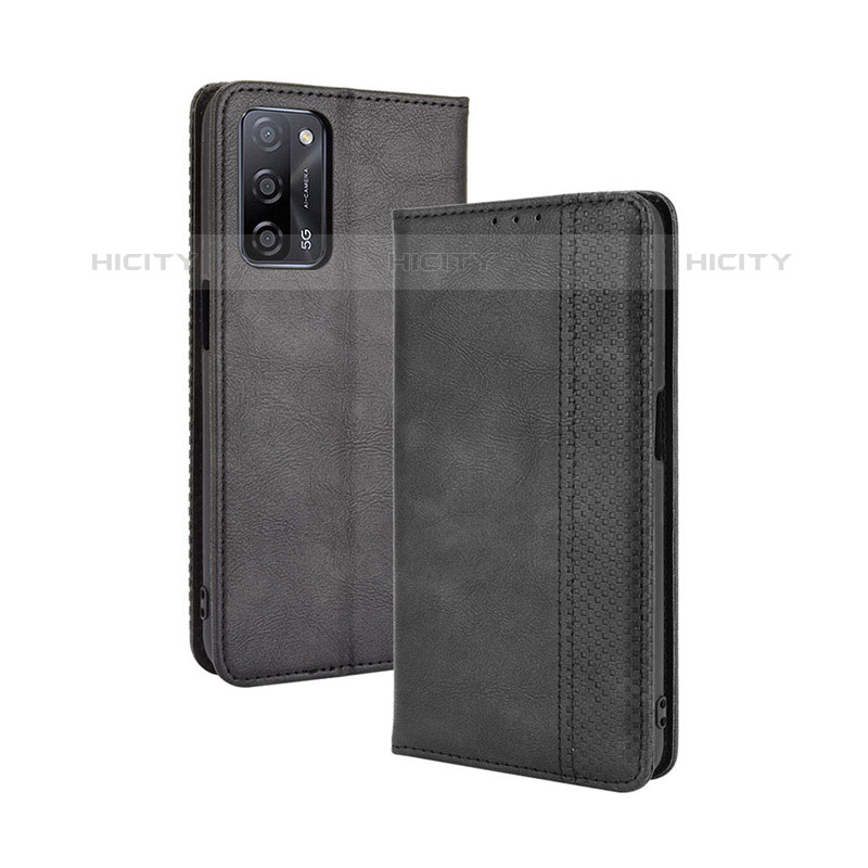 Funda de Cuero Cartera con Soporte Carcasa BY4 para Oppo A55 5G Negro