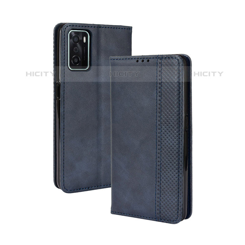 Funda de Cuero Cartera con Soporte Carcasa BY4 para Oppo A55S 5G Azul