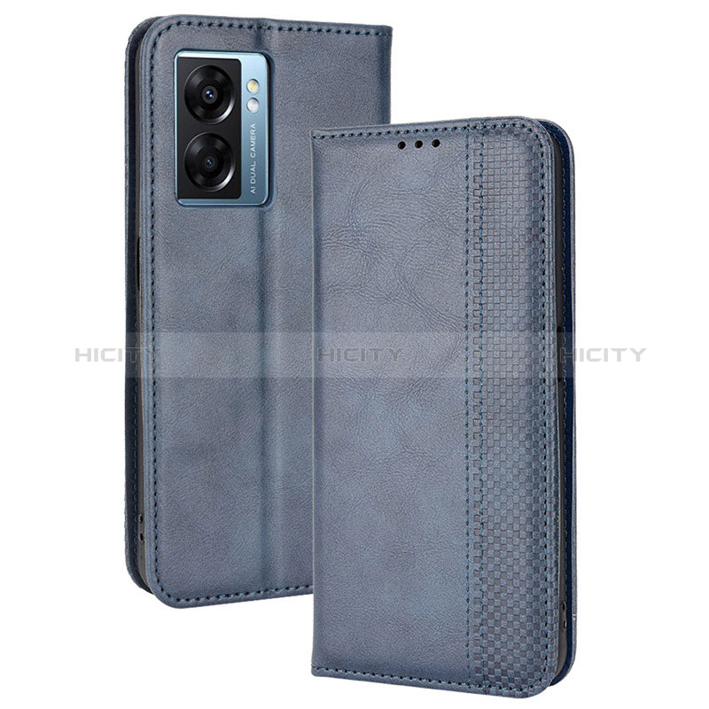 Funda de Cuero Cartera con Soporte Carcasa BY4 para Oppo A56S 5G Azul